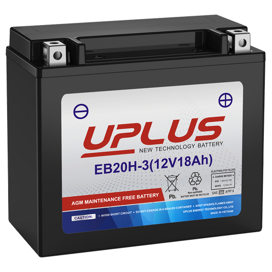 UPLUS EB20H-3 SLA AGM Powersports, UTV ATV Battery [12V 18Ah 310CCA]