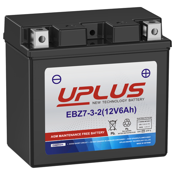 UPLUS EBZ7-3-2/YTZ7S ATV Scooter/ Motorcycle, AGM Powersport Battery [12V 6Ah]