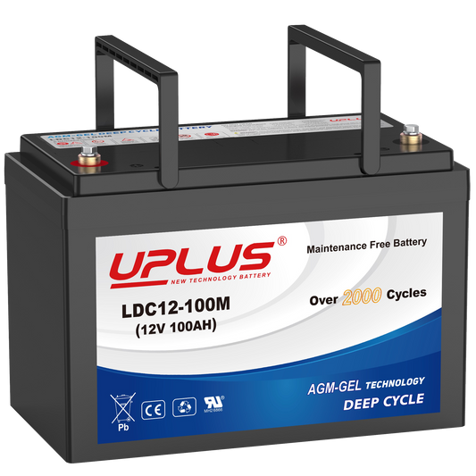 UPLUS LDC12-100M Deep Cycle Rechargeable AGM Gel Batteries for Solar, RV, Golf Cart, Mobility, Camping, Backup, Trolling Motor Battery [12V 100Ah]