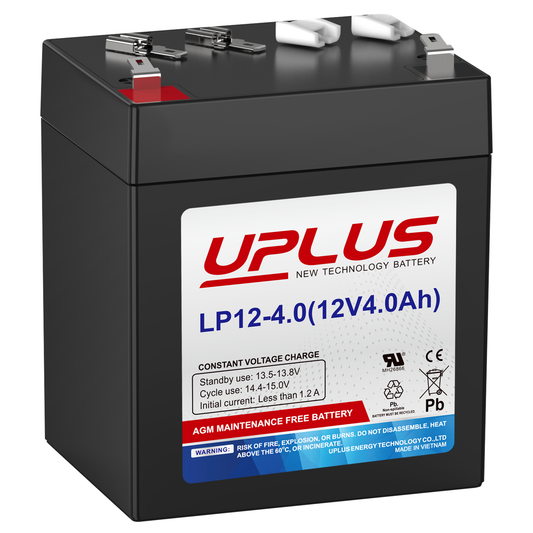 UPLUS LP12-4 Rechargeable AGM Battery for Security Control Panel, Garage Door Opener, Ion Block Rockers, UPS Systems, Ride On Truck [6V 4Ah]