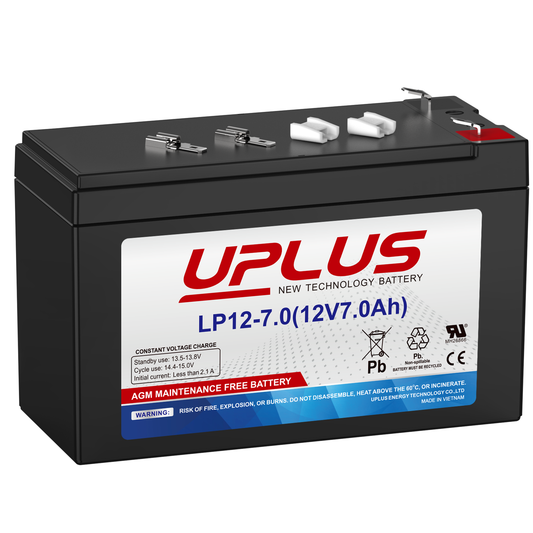 UPLUS LP12-7.0 Rechargeable SLA Battery for Security Alarm, Home Fire, Garage Doors [12V 7Ah]