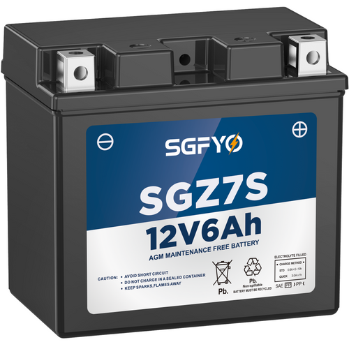 SGFYO YTZ7S-BS Motorcycle Battery,12V 6Ah Sla AGM Maintenance Free