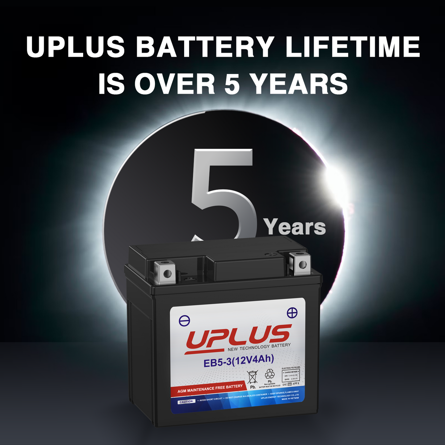 UPLUS EB5-3 Maintenance Free SLA/AGM/ATV Battery [12V 4Ah]