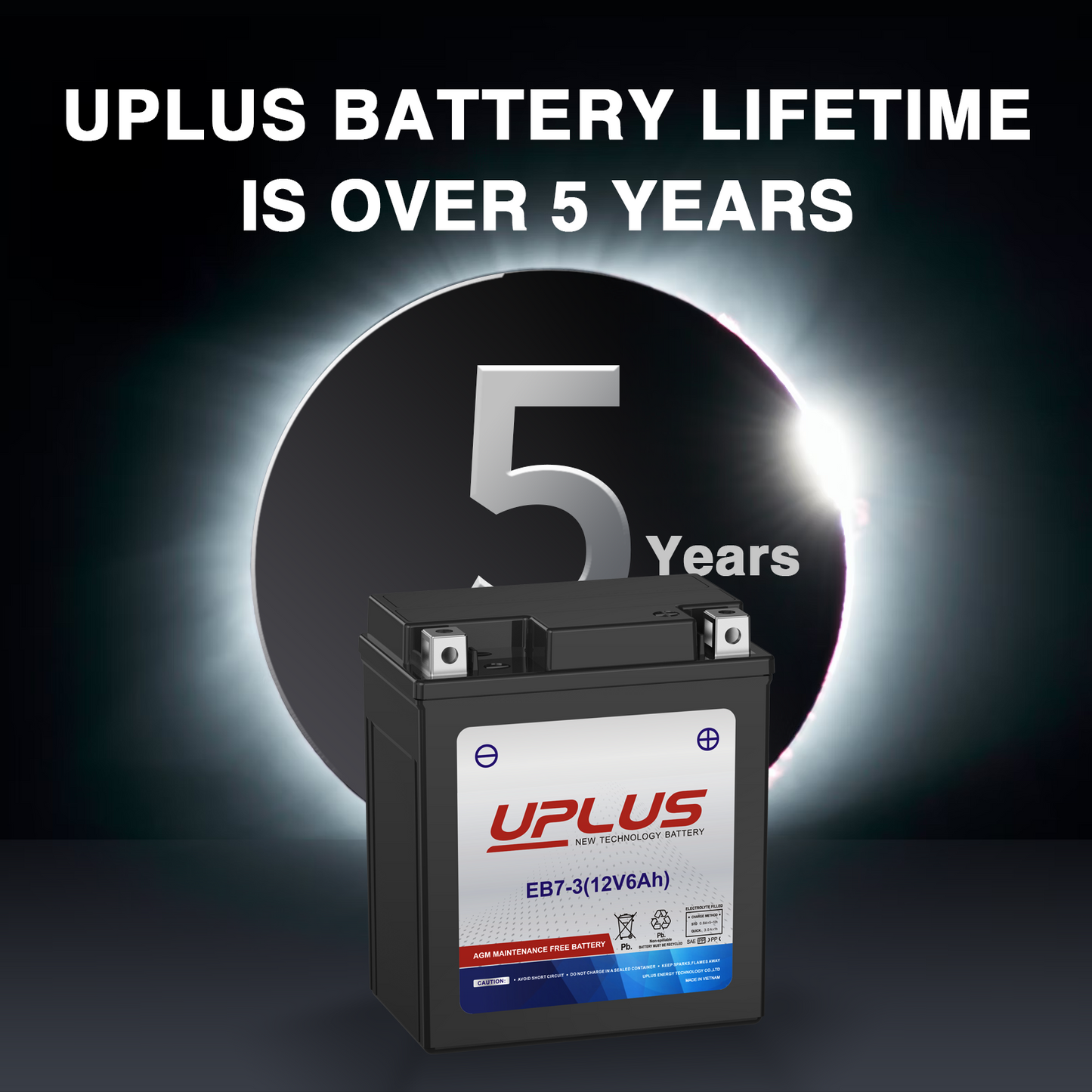 UPLUS EB7-3 Maintenance Free ATV SLA AGM Battery [12V 6Ah]