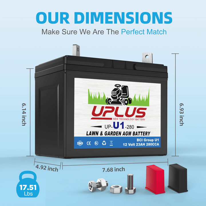 U1 280CCA uplus riding mower battery size