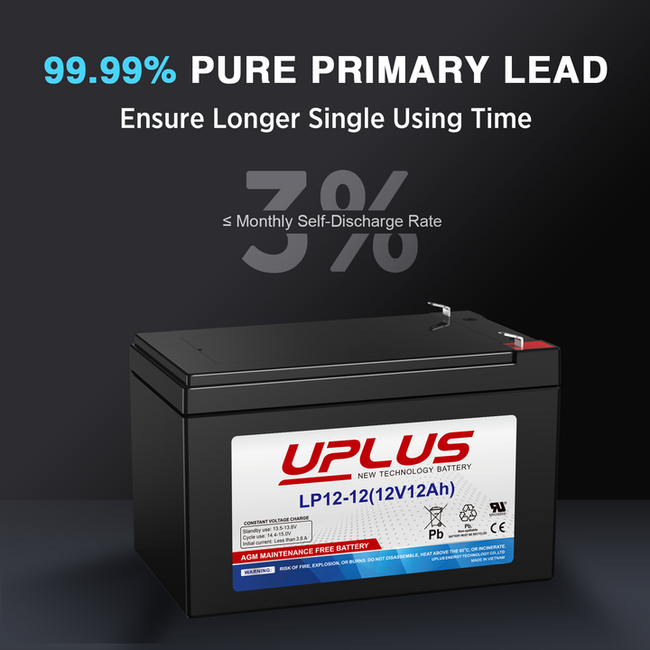 UPLUS 12V 12Ah Rechargeable AGM Battery 1