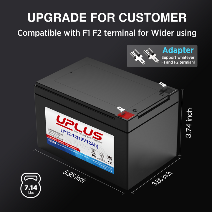 UPLUS 12V 12Ah Rechargeable AGM Battery 2-3