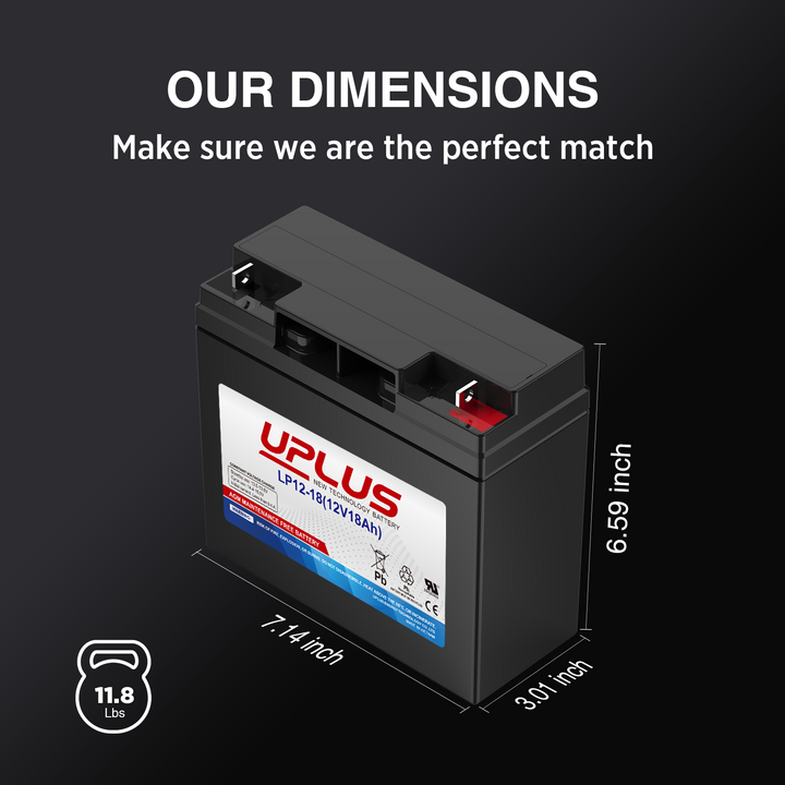 UPLUS 12V 18Ah AGM Rechargeable Battery LP