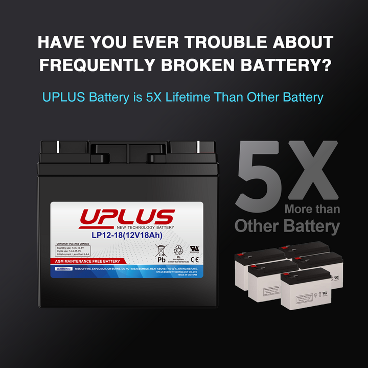 UPLUS 12V 18Ah Rechargeable AGM Battery LP12-18