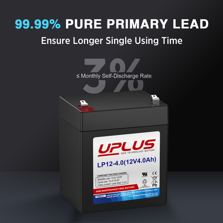 UPLUS 12V 4Ah Rechargeable AGM Battery 1-1 