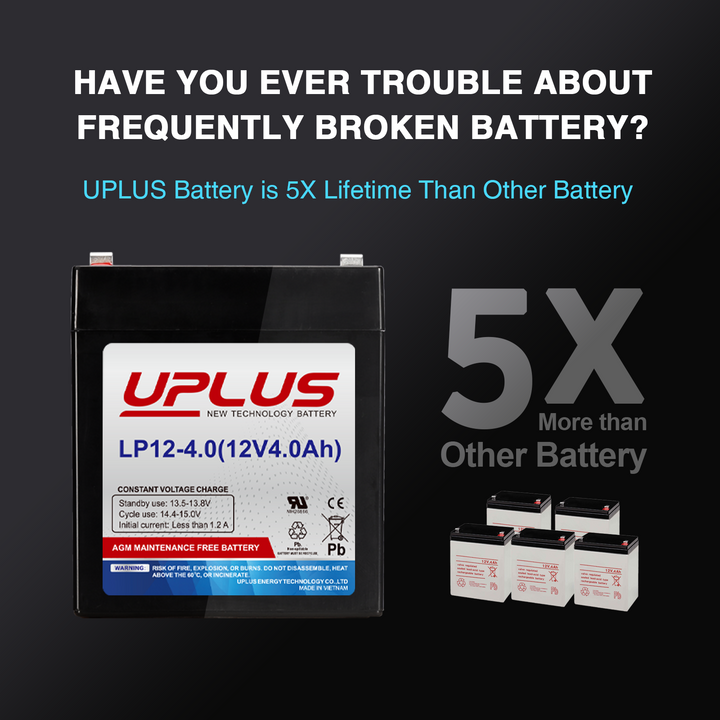 UPLUS 12V 4Ah Rechargeable AGM Battery 1-3