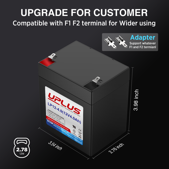 UPLUS 12V 4Ah Rechargeable AGM Battery 1-4