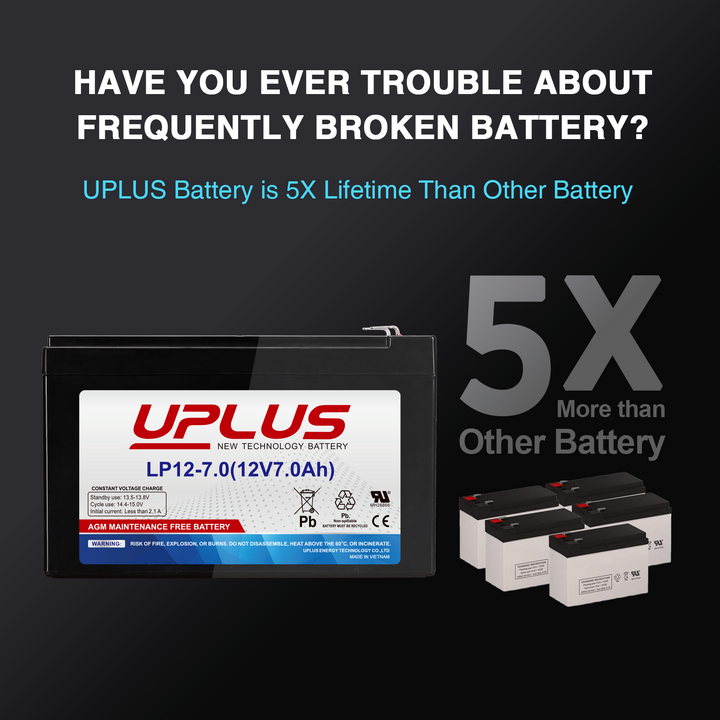 UPLUS 12V 7Ah Rechargeable AGM Battery 