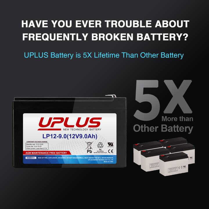 UPLUS 12V 9Ah Rechargeable AGM Battery 1-2