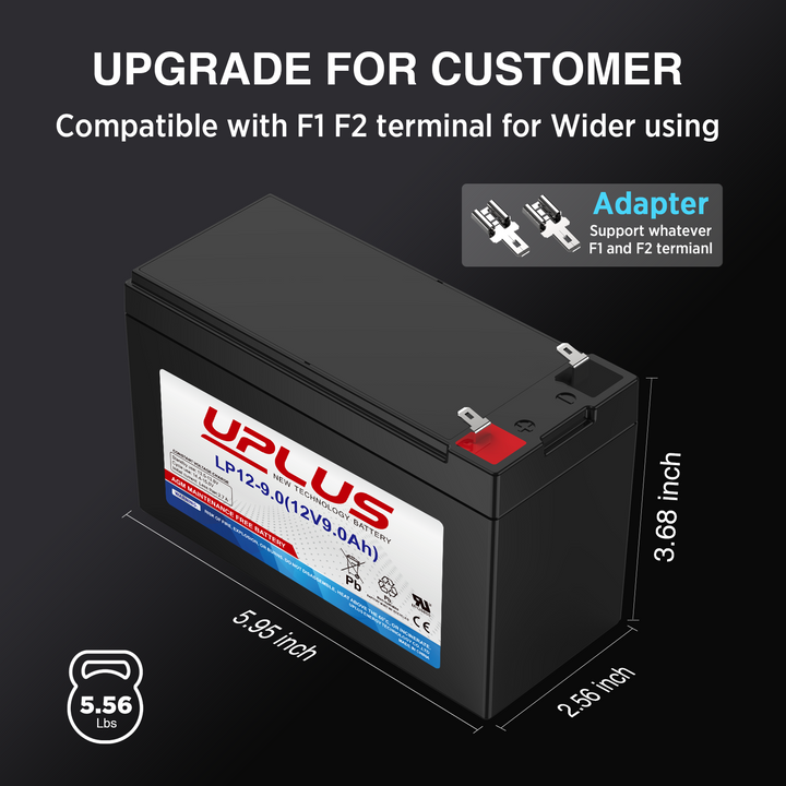 UPLUS 12V 9Ah Rechargeable AGM Battery 12-9