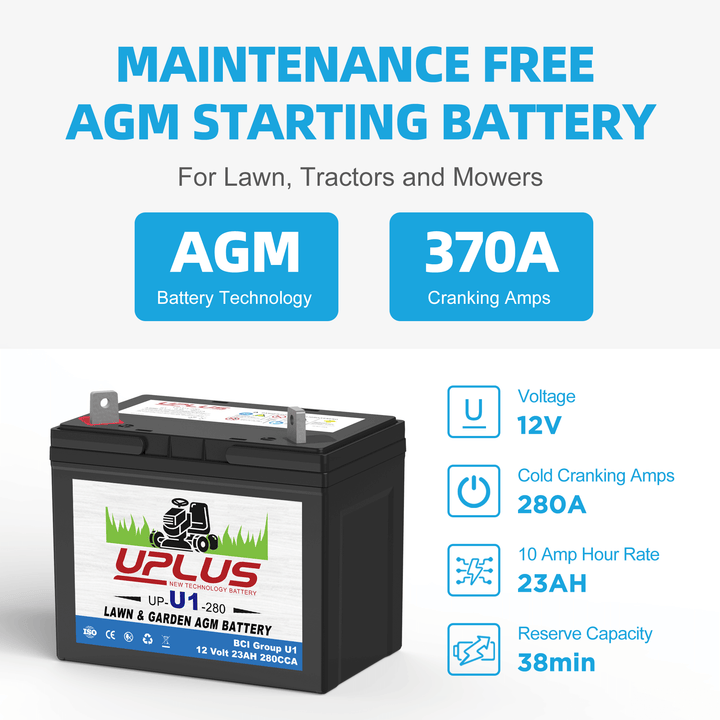 U1 280CCA uplus riding lawn mower Battery